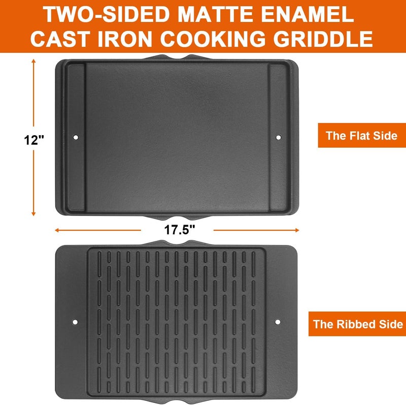 DELSbbq 7598 Grill Griddle for Weber Spirit 300 & II 300 Series Grills, Reversible Cast Iron Griddle Plate for Weber Spirit I & II E-310 S-310 E-315 S-315 E-320 E-330 - Image 2